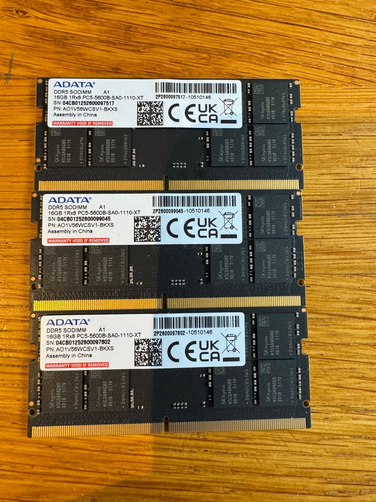 ADATA DDR5 SODIMM 16GB RAM Geheugen (3 stuks), Computers en Software, RAM geheugen, Gebruikt, Ophalen of Verzenden, DDR5, Laptop