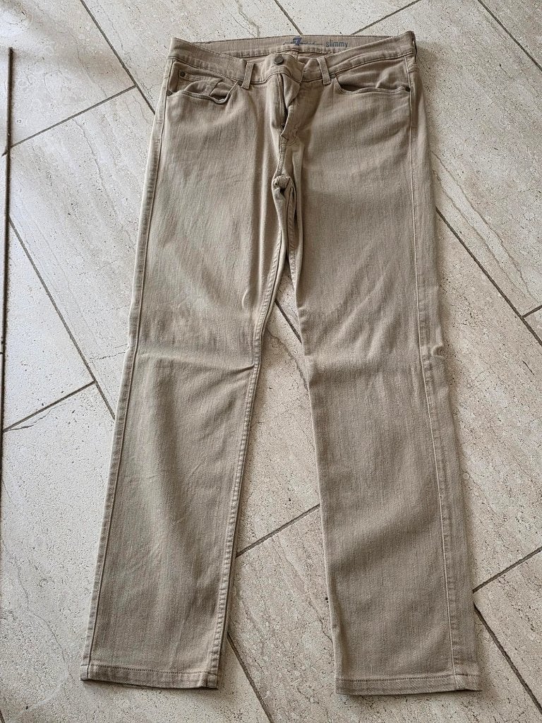 7 / Seven for all Mankind slimmy jeans, maat 34 /32  beige, Kleding | Heren, Overige kleuren, Verzenden, Zo goed als nieuw, Seven for all Mankind