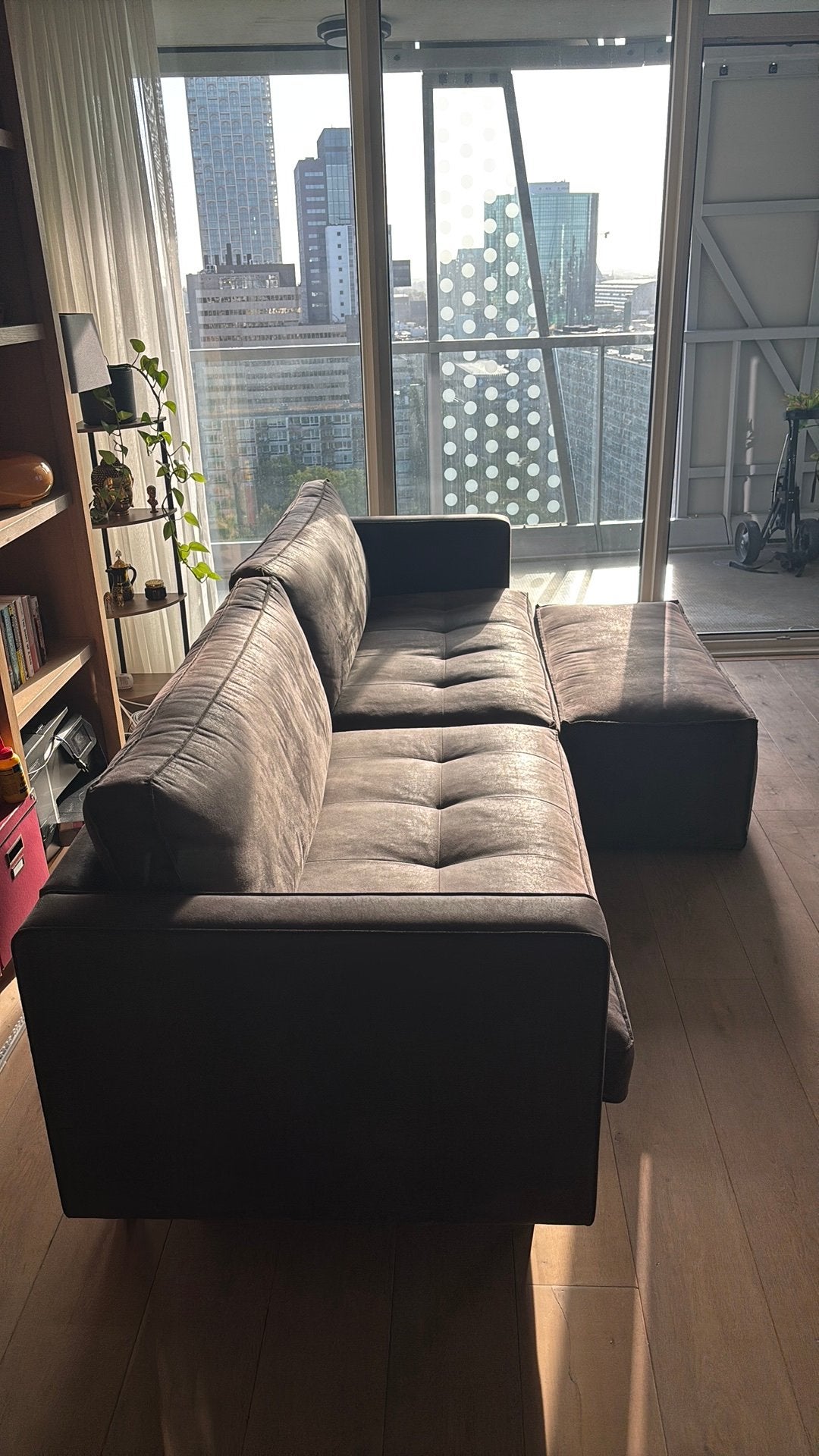 BePureHome Rodeo Classic Ecoleder bank met poef, Ophalen, 250 tot 300 cm, Driepersoons, Zo goed als nieuw
