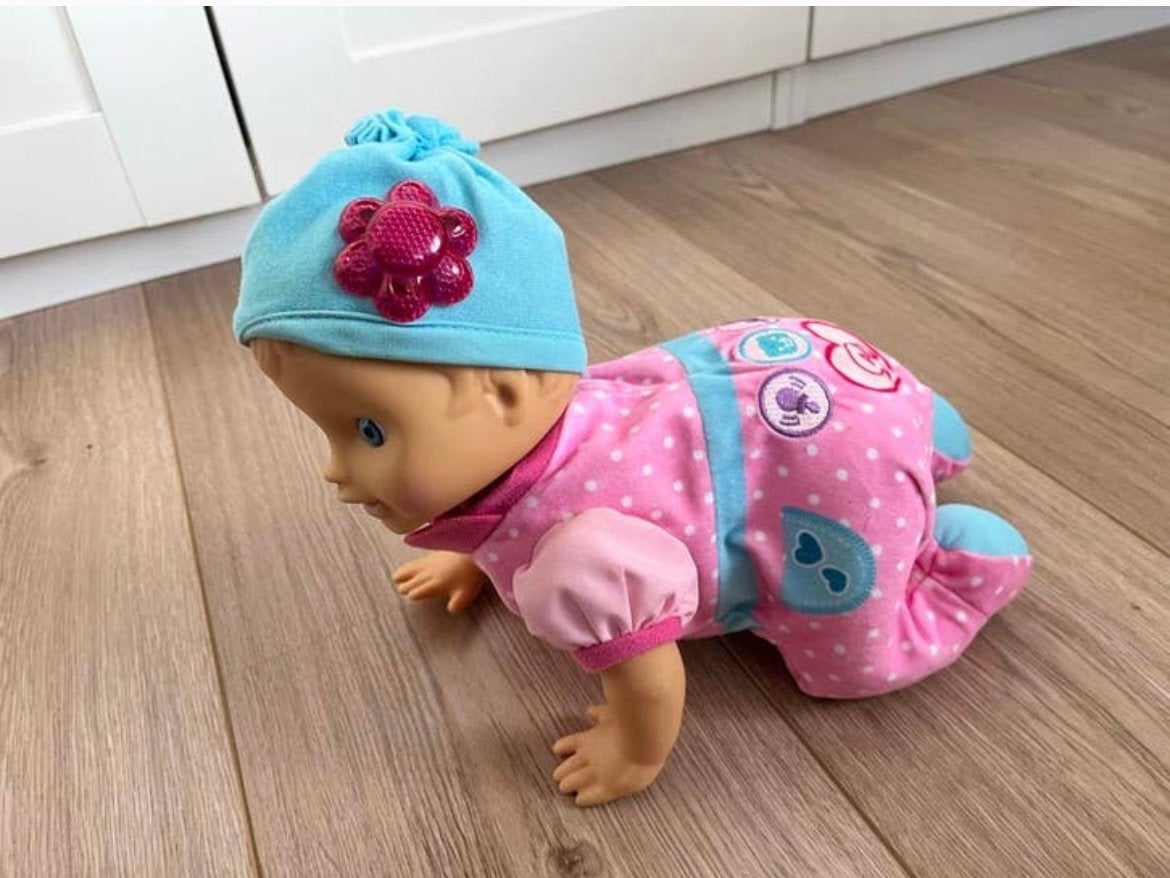 VTech kruipende baby pop roze/blauw, Ophalen of Verzenden, Gebruikt, Babypop