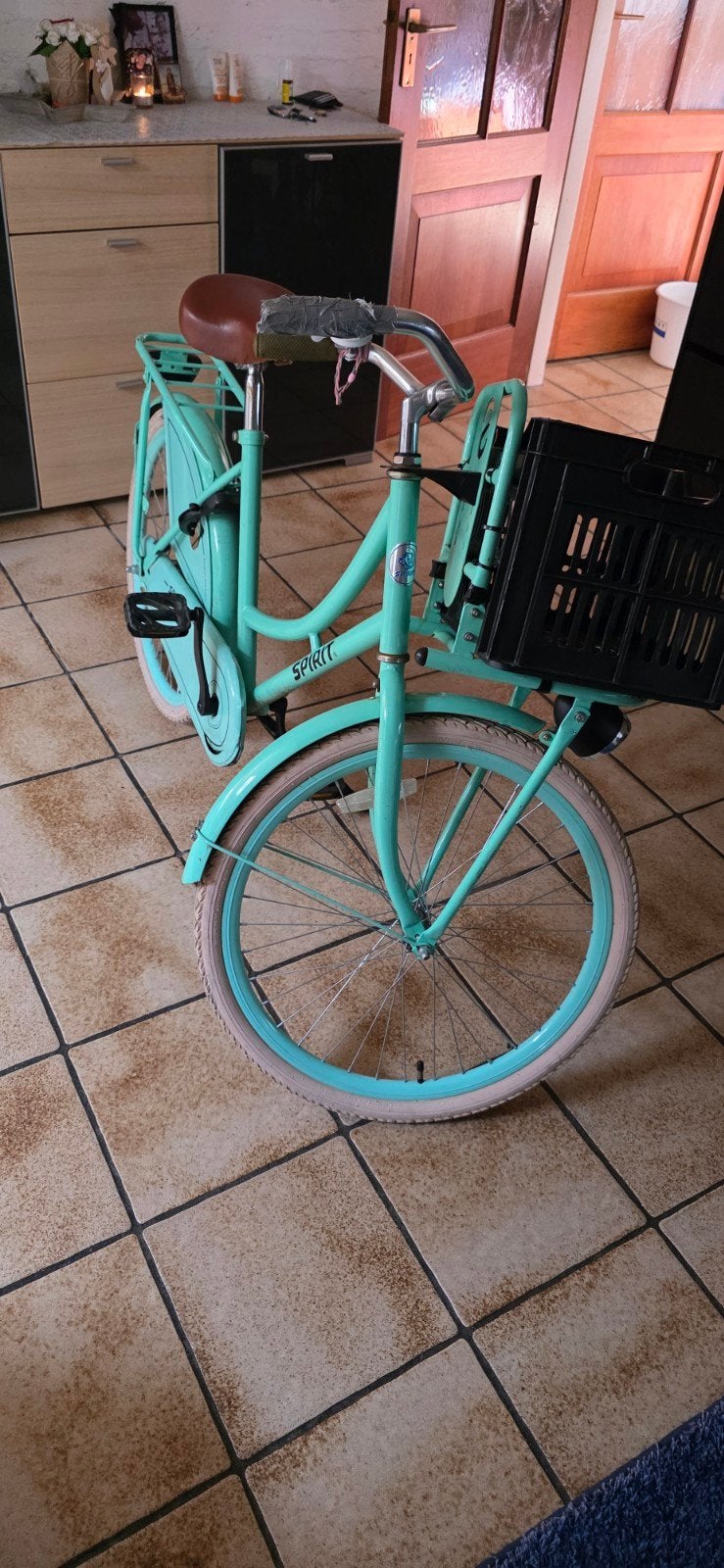 Leuke turquoise Spirit fiets met mand, Fietsen en Brommers, Fietsen | Dames | Damesfietsen, Terugtraprem, Gebruikt, Versnellingen