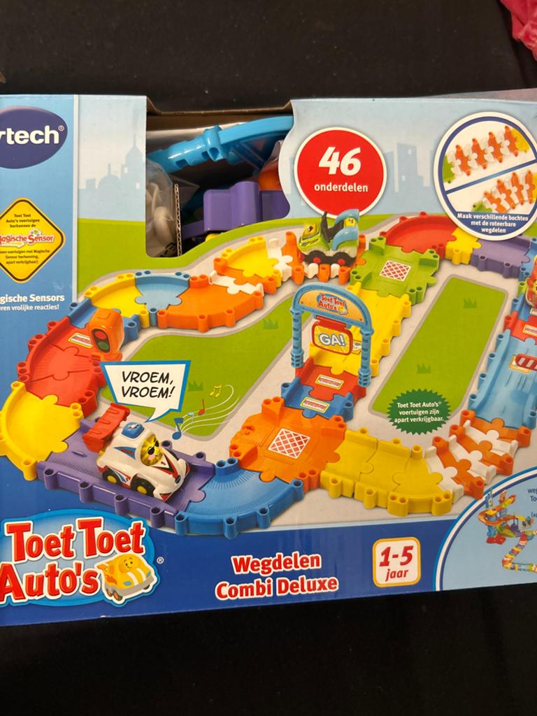 VTech Toet Toet Auto's Wegdelen Combi Deluxe  Race & Stunt, Ophalen, Gebruikt, 6 maanden tot 2 jaar