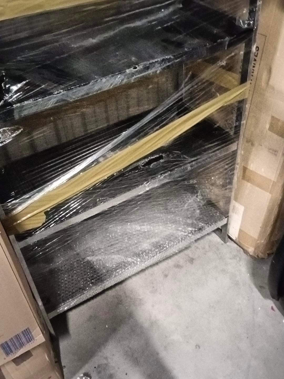 Metalen rek met 4 zwarte glazen planken, Ophalen, Zo goed als nieuw