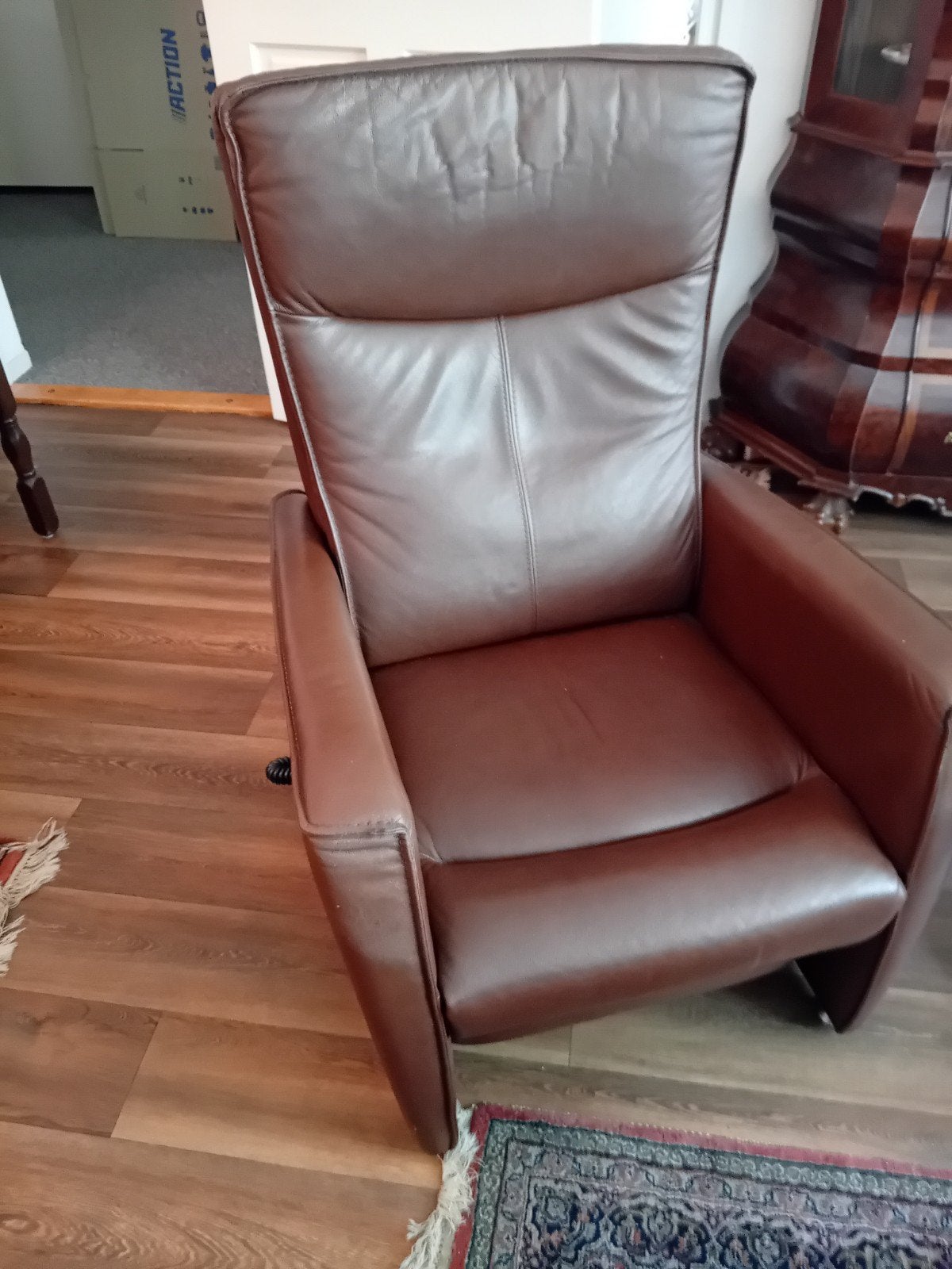 Leren sta op stoel, Huis en Inrichting, Fauteuils, Ophalen, Gebruikt, 50 tot 75 cm, Leer