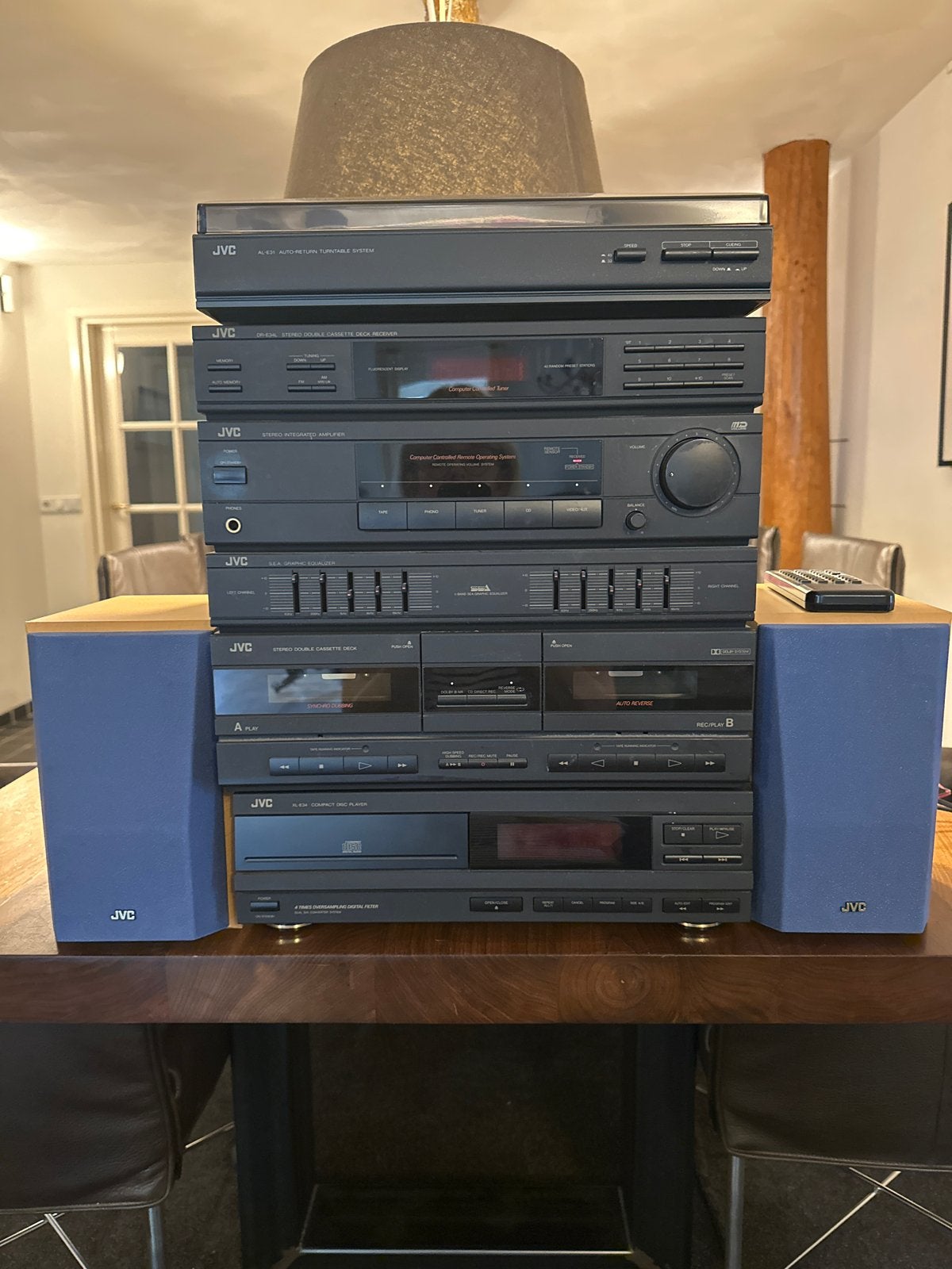 JVC Stereo Toren met Afstandsbediening en Speakers, Gebruikt, Cassettedeck, JVC, Losse componenten