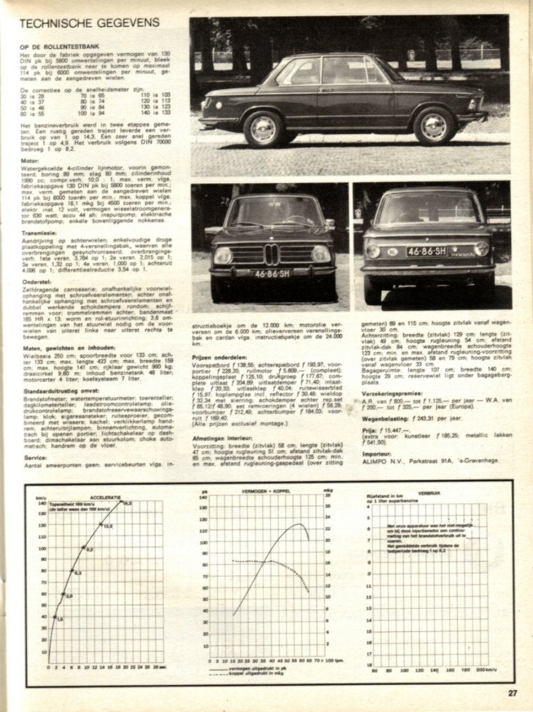Autovisie test BMW 2002 ti Juni 1970, Ophalen of Verzenden, Gelezen, BMW