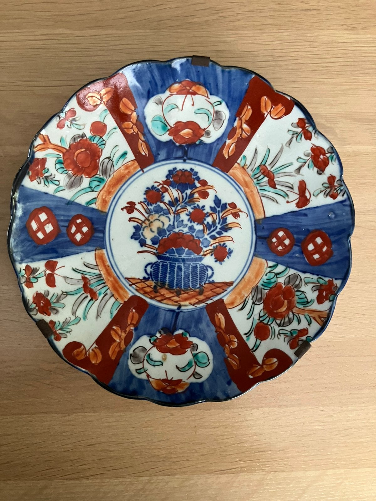 Antiek puntgaaf Japans Imari wandbord 21,5 cm, Ophalen of Verzenden