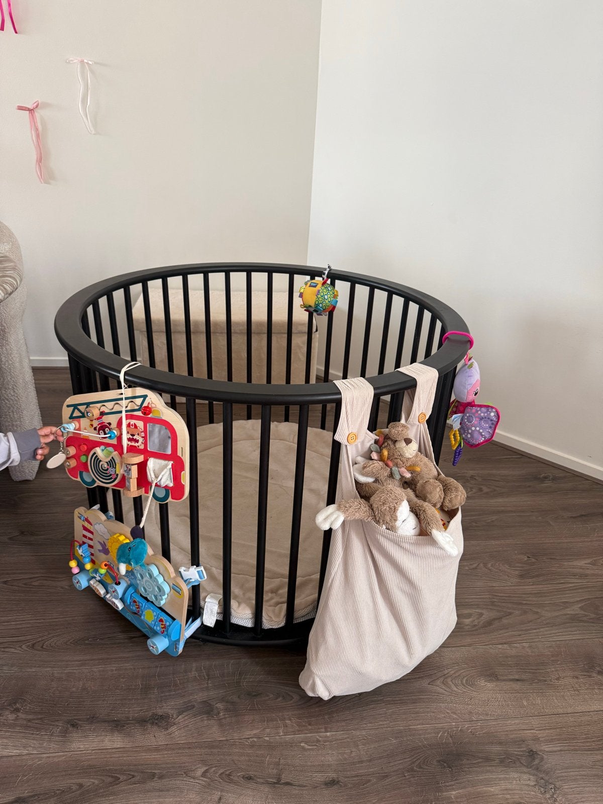 Bopita Box Rondo Zwart incl Jollein boxmat, Kinderen en Baby's, Boxen, Ophalen, Gebruikt, Rond, Boxkleed