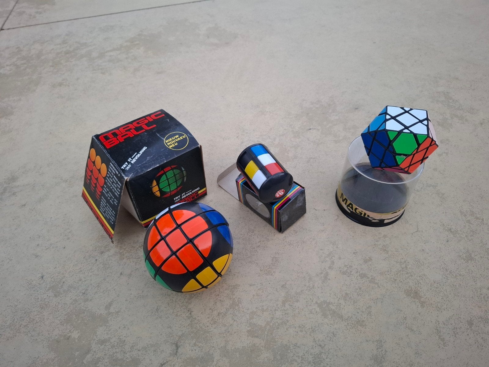Set van 3 Rubik's/3D-puzzels: Magic Ball, Cube & Cylinder, Ophalen, Gebruikt, Rubik's of 3D-puzzel