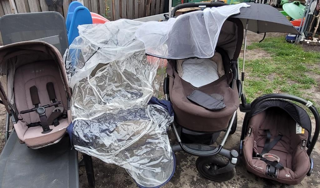 Maxi-Cosi Mura Plus Combiwagen met autostoeltjes, Kinderen en Baby's, Kinderwagens en Combinaties, Gebruikt, Verstelbare duwstang