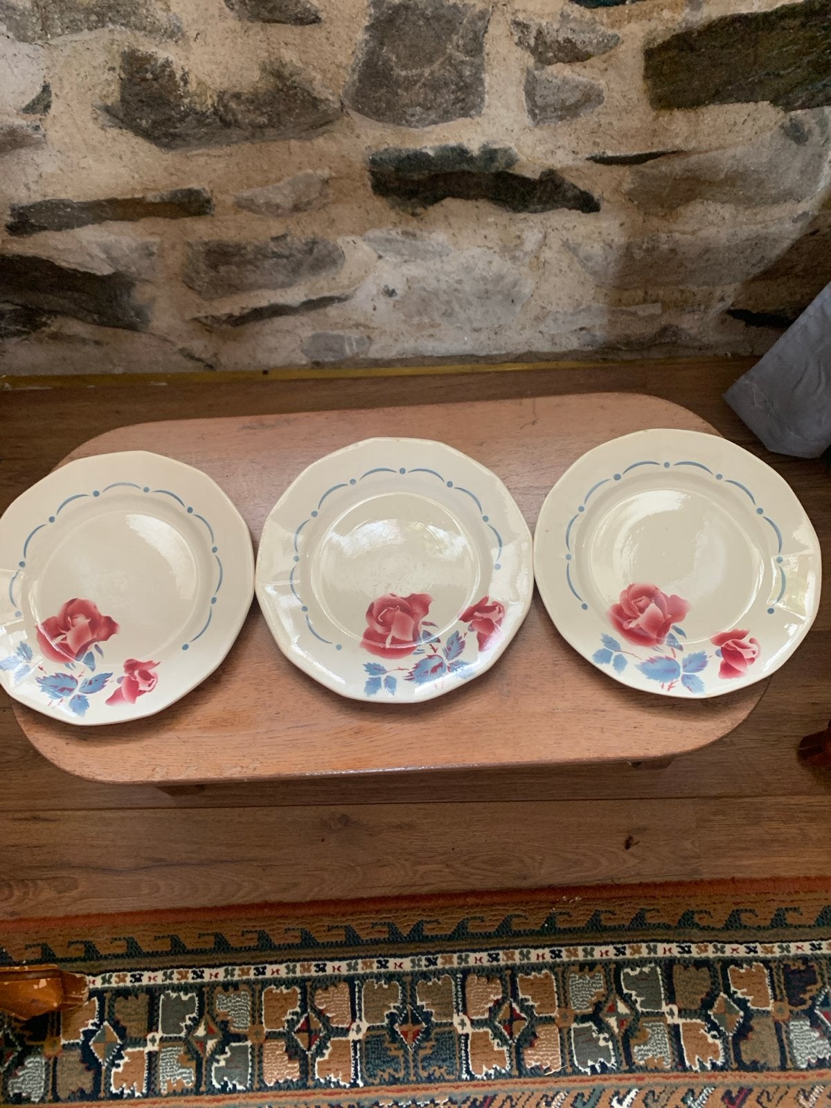 Set van 3 antieke Digoin Sarreguemines "Boulogne" borden, Ophalen of Verzenden