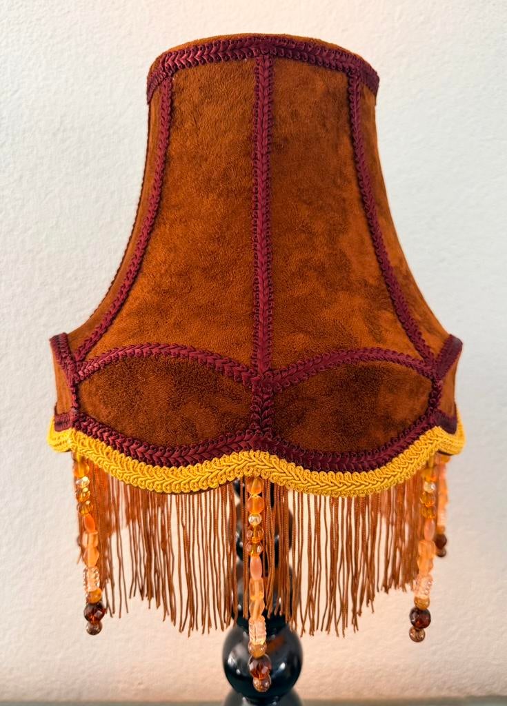 Vintage velvet lampenkap bruin, Ophalen of Verzenden, Zo goed als nieuw, Bruin, Rechthoekig
