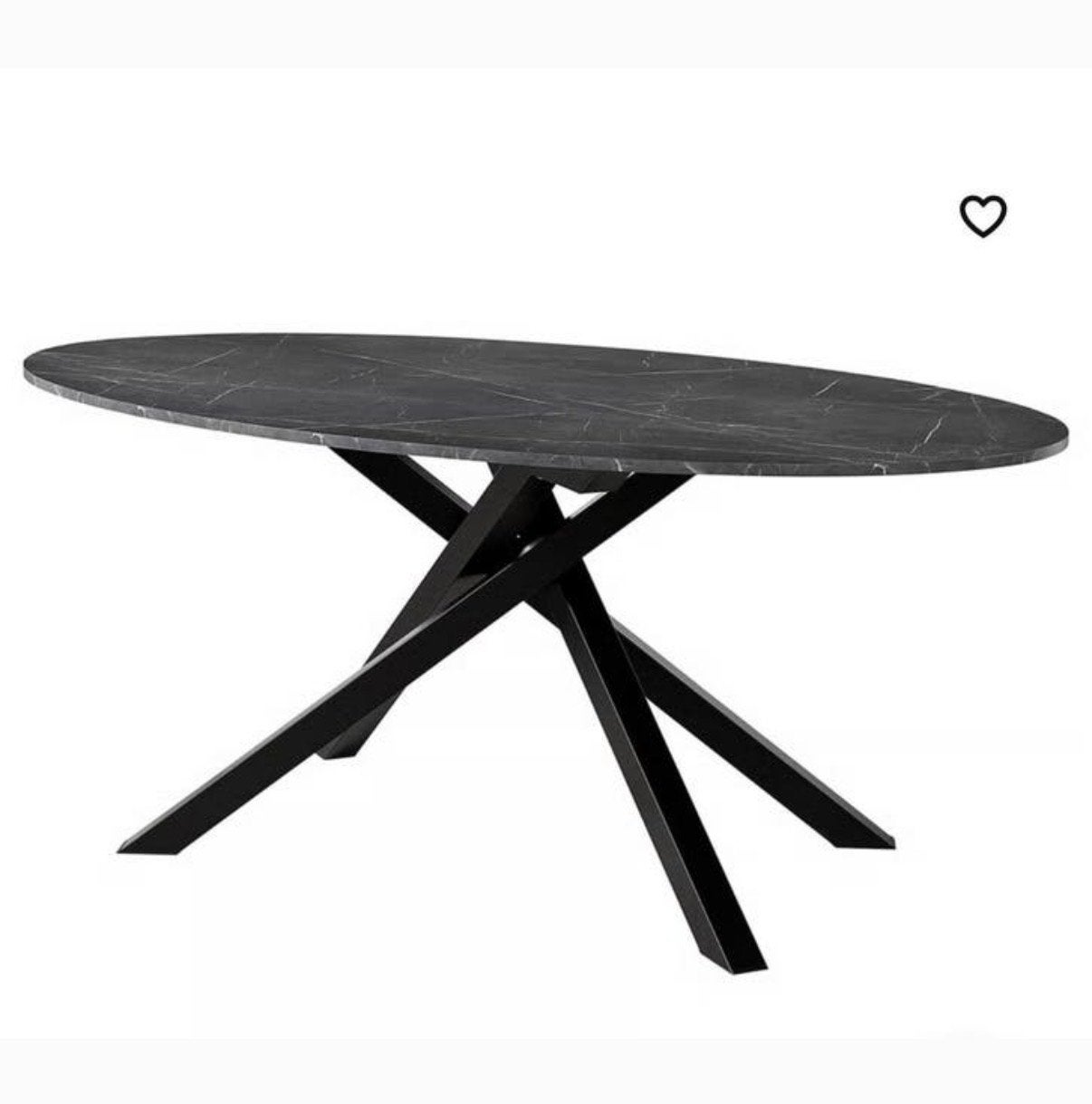 Stijlvolle ovale eettafel Mariedamm marmerlook - z.g.a.n., Huis en Inrichting, Tafels | Eettafels, Ophalen, 50 tot 100 cm, Zo goed als nieuw