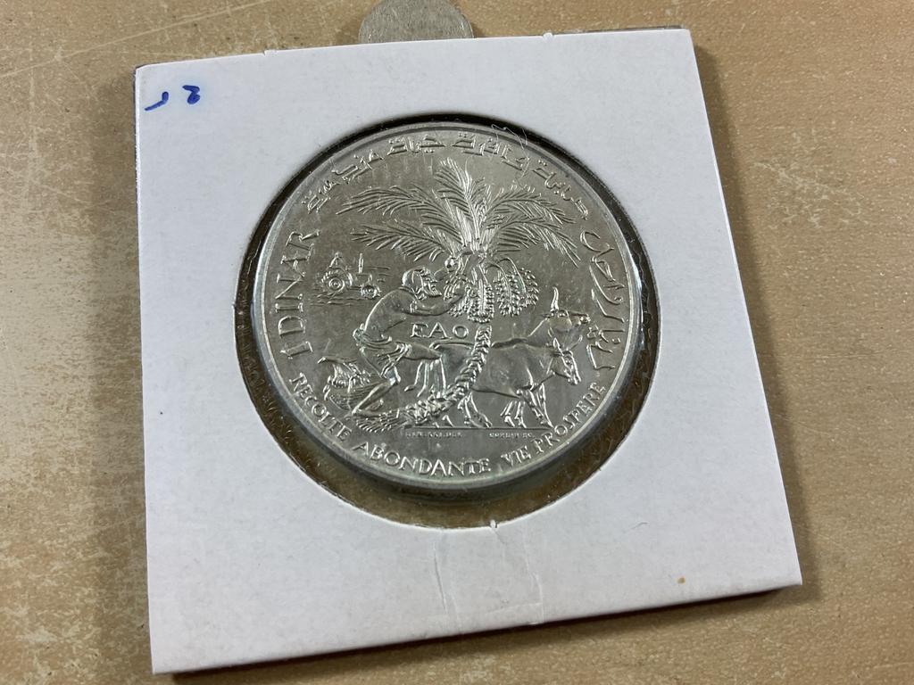 Tunesie 1 dinar 1970, Ophalen of Verzenden, Overige landen
