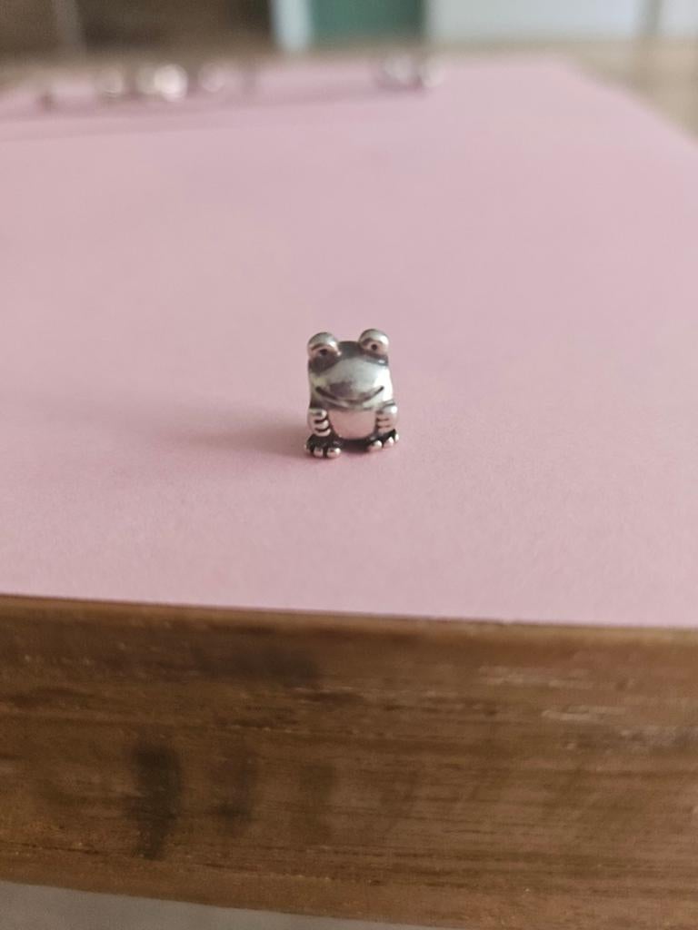Bedeltje kikker Pandora, Ophalen of Verzenden, Zo goed als nieuw, Zilver, Pandora