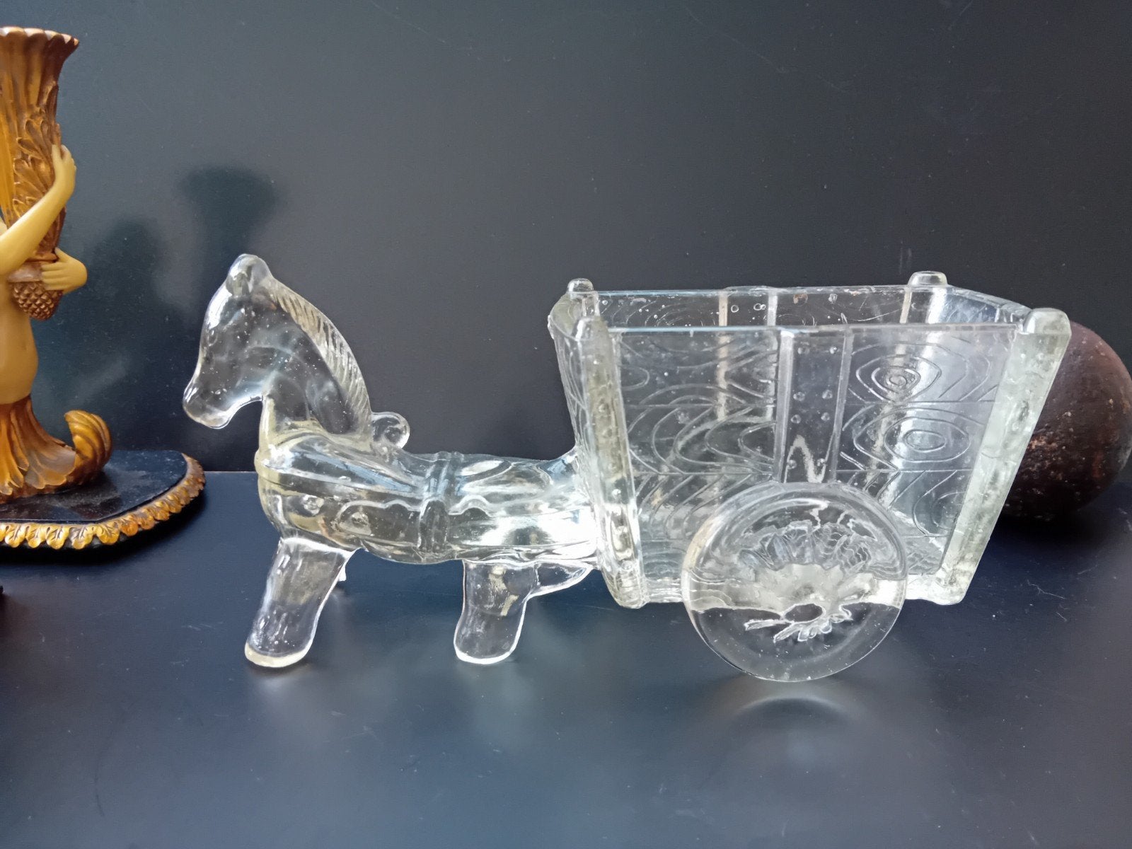 1940 glazen paard met karretje - Decoratief object, Verzenden