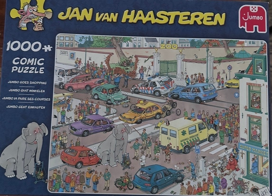 Jan van Haasteren Jumbo Gaat Winkelen 1000+ stukjes, Ophalen of Verzenden, Meer dan 1500 stukjes, Gebruikt, Legpuzzel
