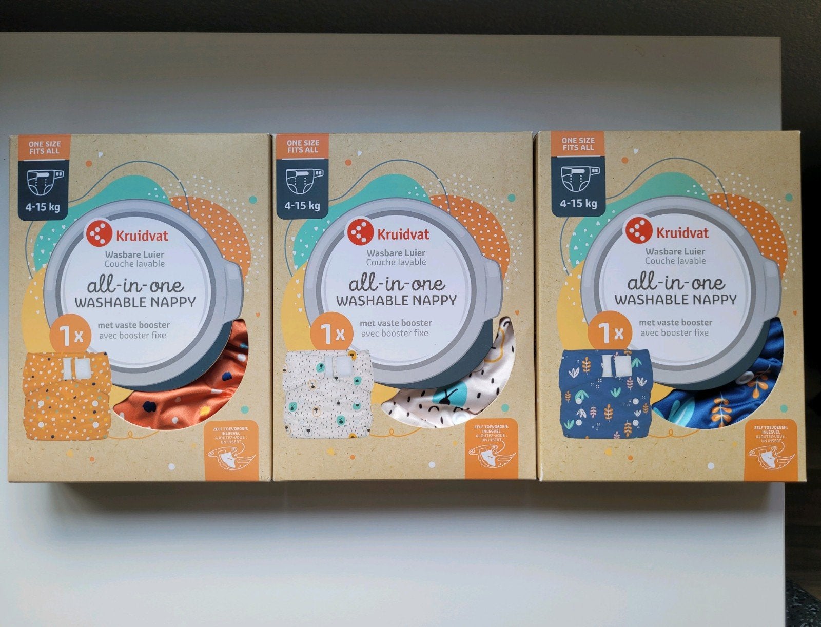3 nieuwe Wasbare Luiers + 5 wasbare inlegvellen, Ophalen of Verzenden, Nieuw