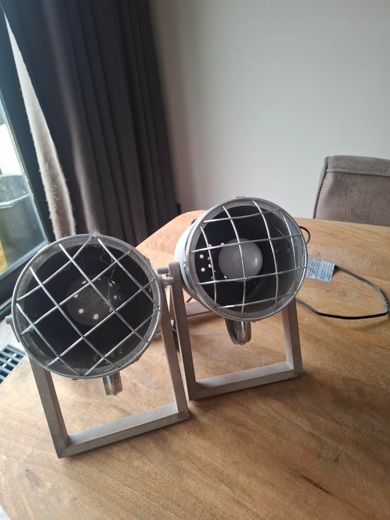 Set van 2 industriële tafellampen / spotjes, Ophalen, Gebruikt, Metaal, Minder dan 50 cm