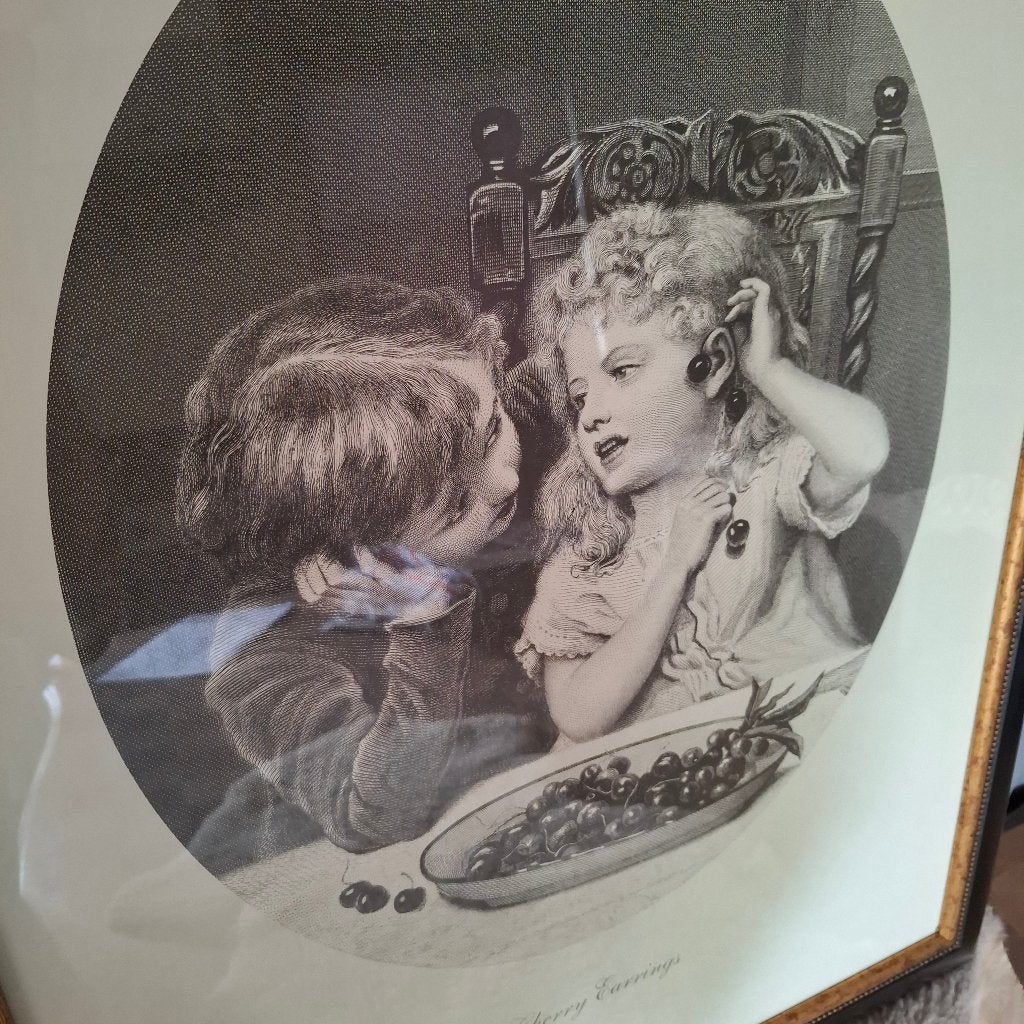 Leuk romantisch schilderij, Ophalen of Verzenden, Achter glas, Portret of Personen, Papier