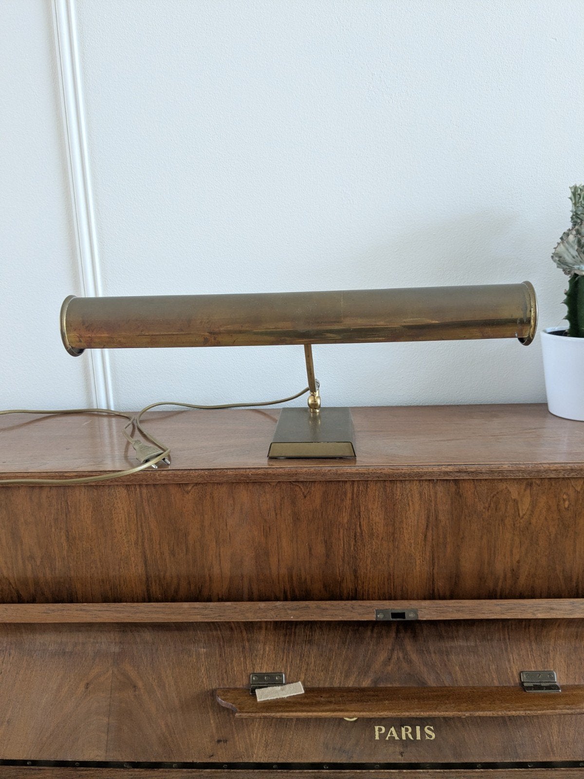 Goudkleurige tafellamp voor piano - Klassiek design, Bureaulamp, Gebruikt, Goud, Ophalen of Verzenden