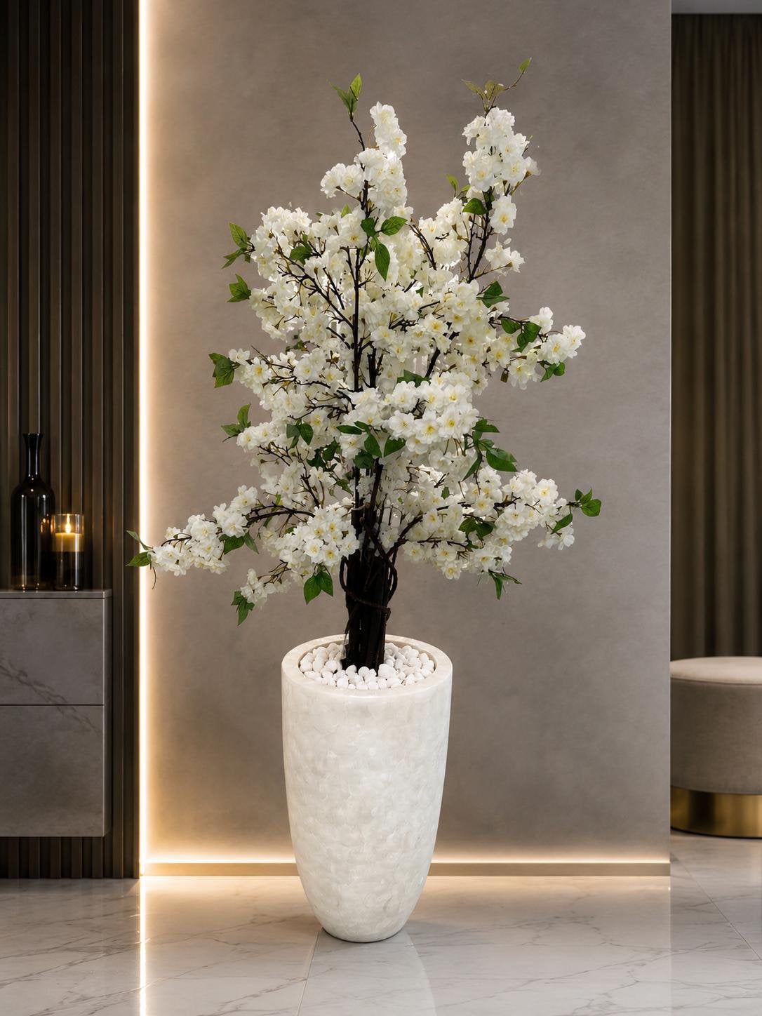 Prachtig schelpenvazen met bloesemboom, Ophalen of Verzenden, Nieuw