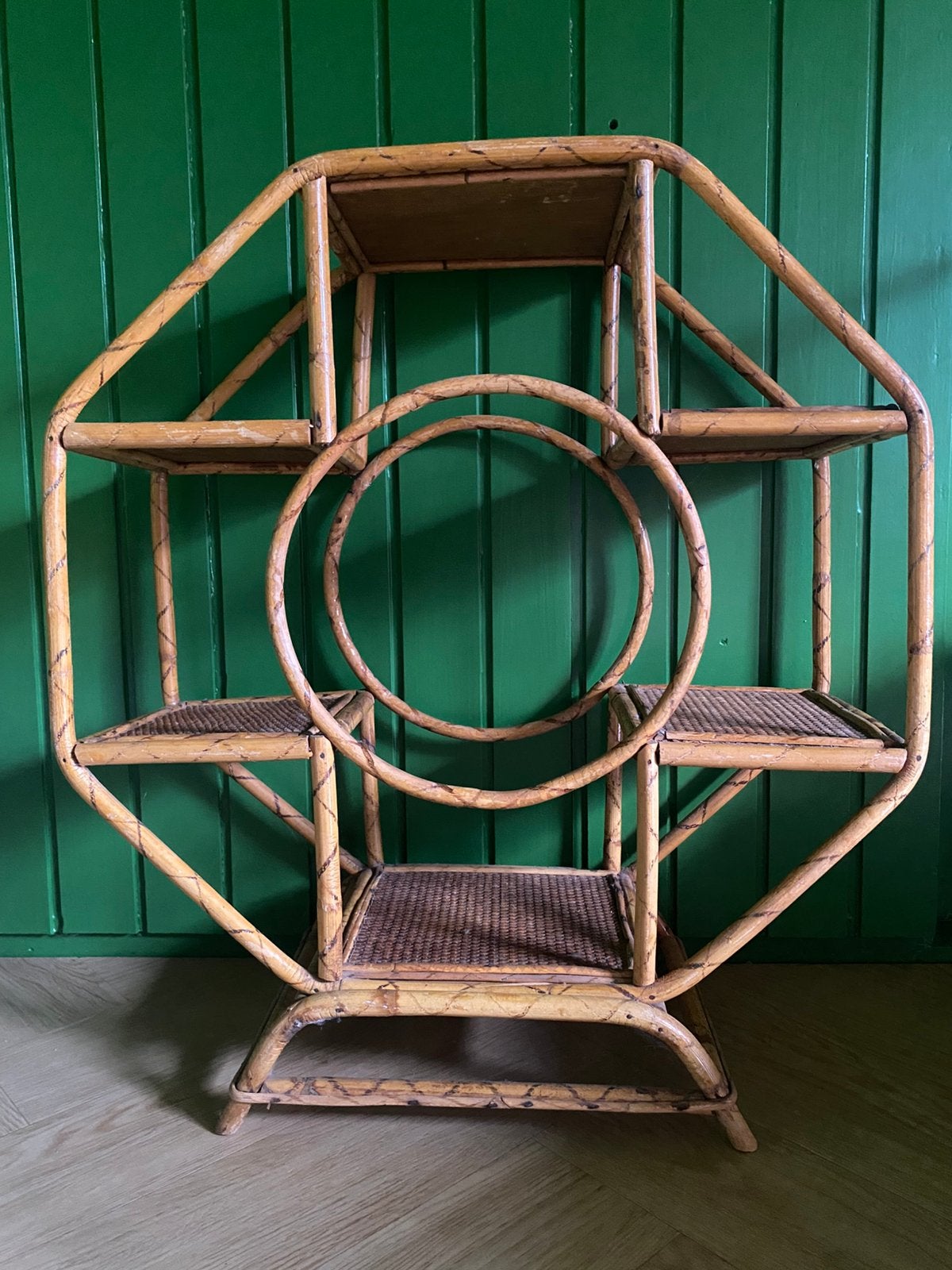 Vintage bijzettafel bamboe, Huis en Inrichting, Overige materialen, Minder dan 55 cm, Vintage, Ophalen of Verzenden