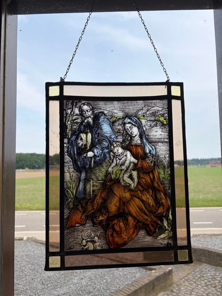Uniek glas-in-lood schilderij, Ophalen