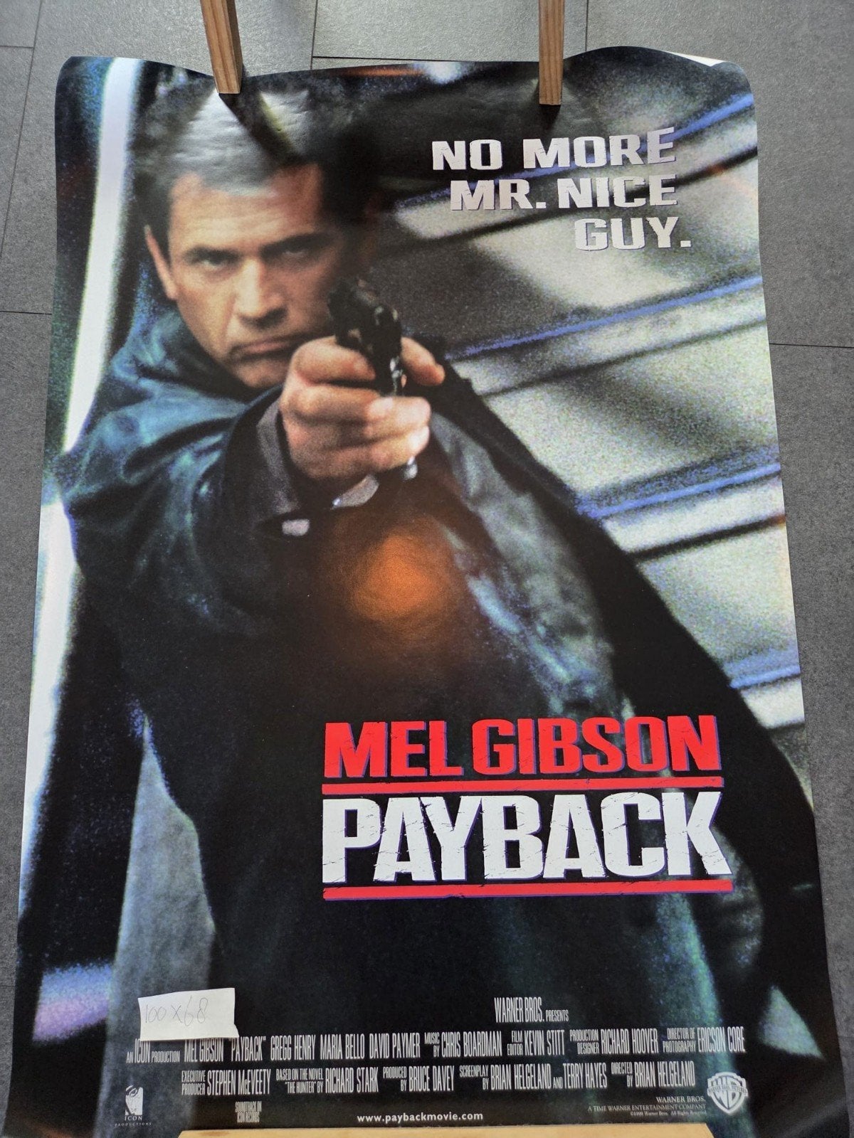 Mel Gibson Payback Film Poster - Origineel, Ophalen of Verzenden, A1 t/m A3, Film en Tv, Rechthoekig Staand