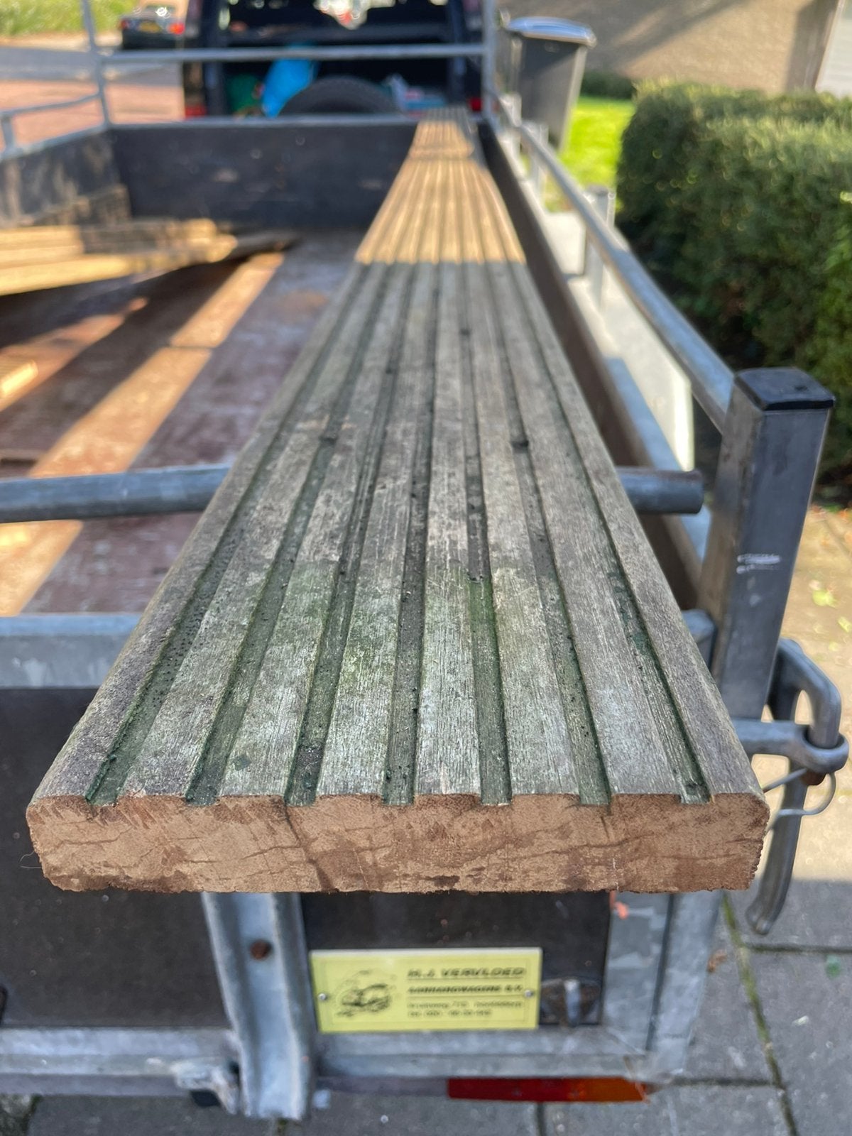Hardhouten vlonderplanken 28 mm dikte , 70 meter , 11m2, Tuin en Terras, Ophalen, Gebruikt, Hout