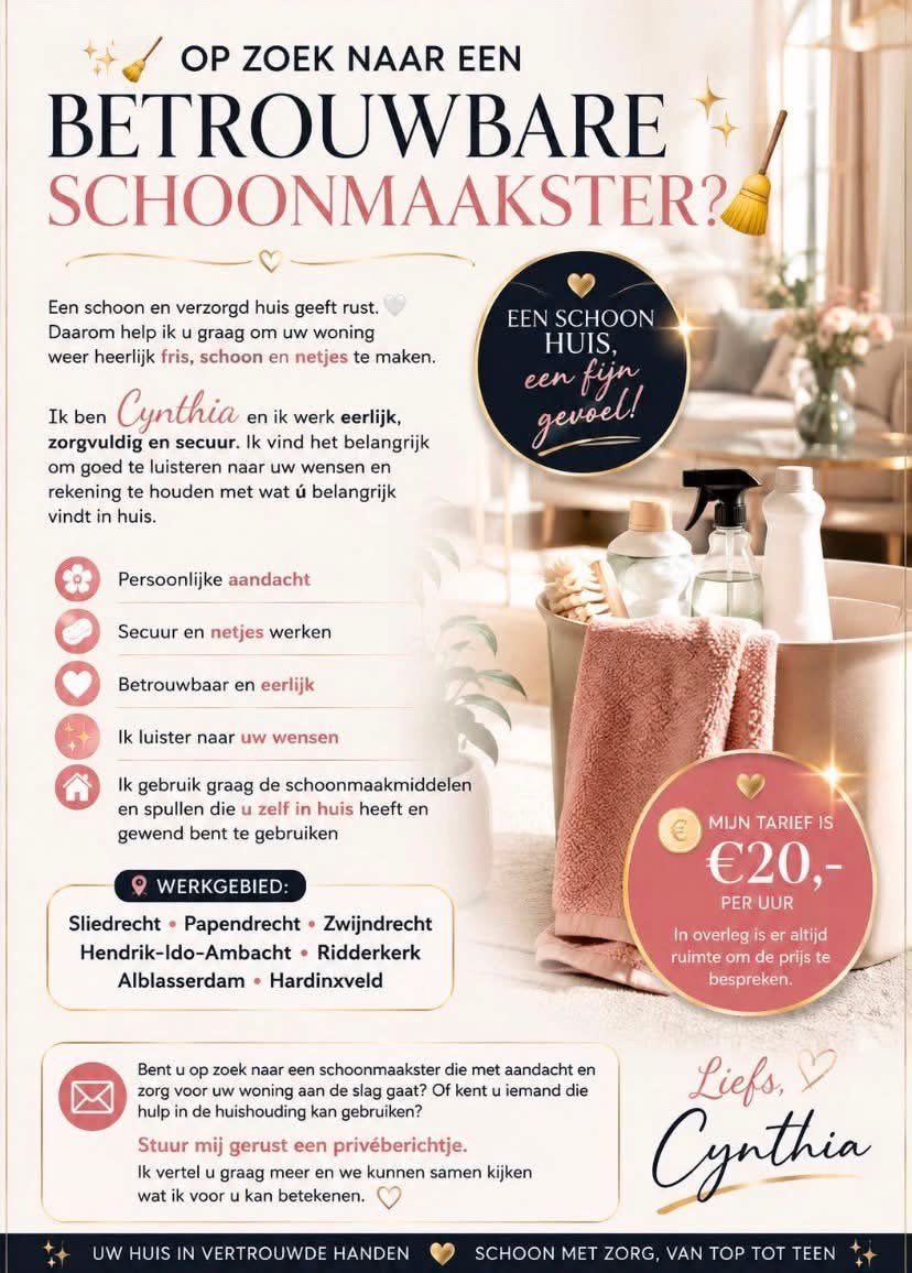 OP ZOEK NAAR EEN BETROUWBARE SCHOONMAAKSTER?, Vacatures, Vanaf 10 jaar, Overige vormen