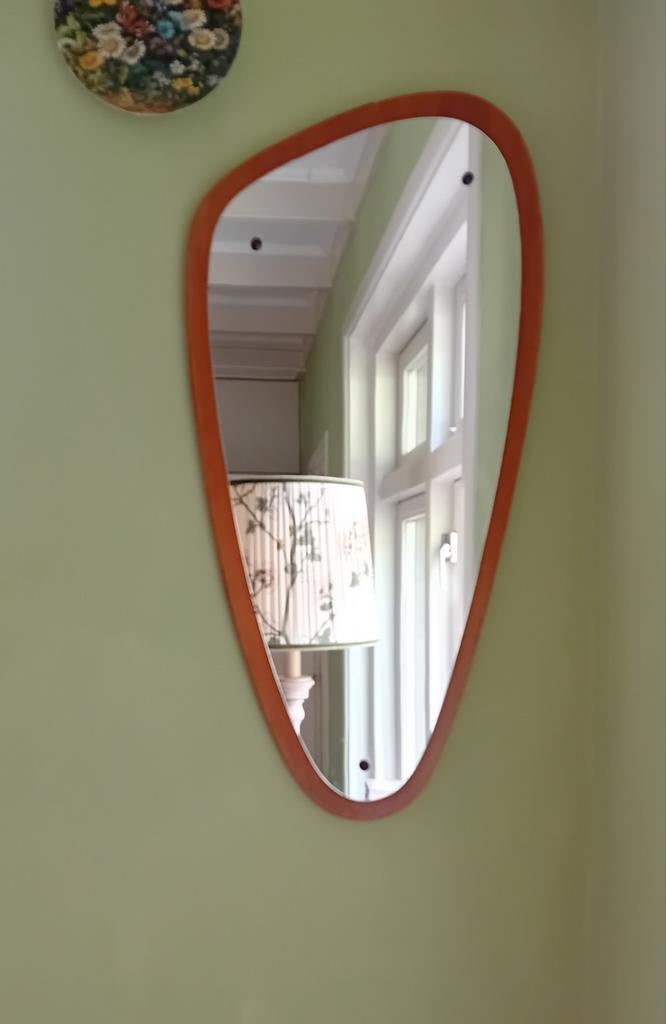 Vintage retro midcentury spiegel met organische vorm, Ophalen, Huis en Inrichting
