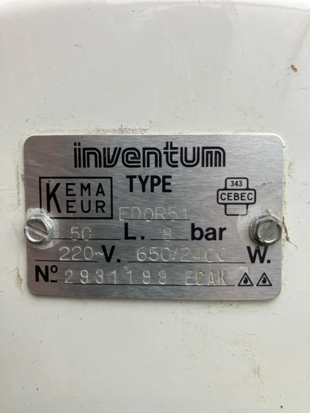 Inventum Koper Boiler 50L - Niet Lek, Element Probleem, Ophalen, Gebruikt, 20 tot 100 liter, Boiler