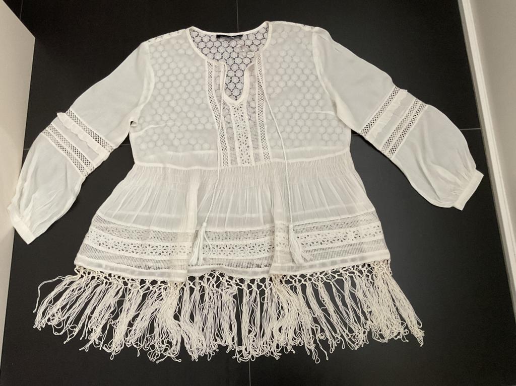 Blouse met franjes, Ophalen of Verzenden, Zo goed als nieuw, Maat 46/48 (XL) of groter