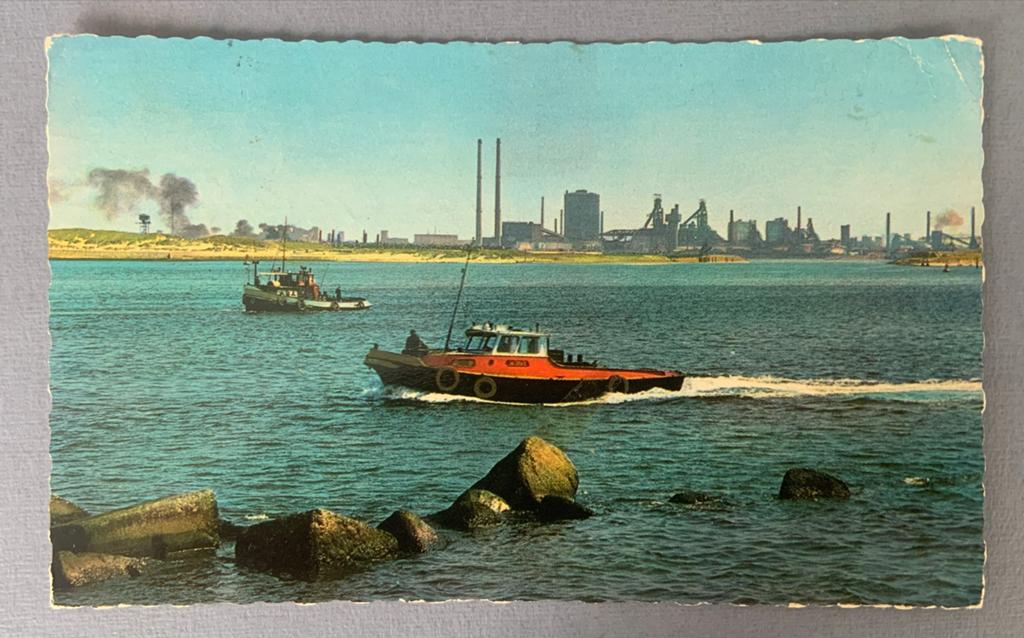 IJmuiden Buitenhaven met Hoogovens, Verzenden, 1960 tot 1980, Gelopen, Noord-Holland