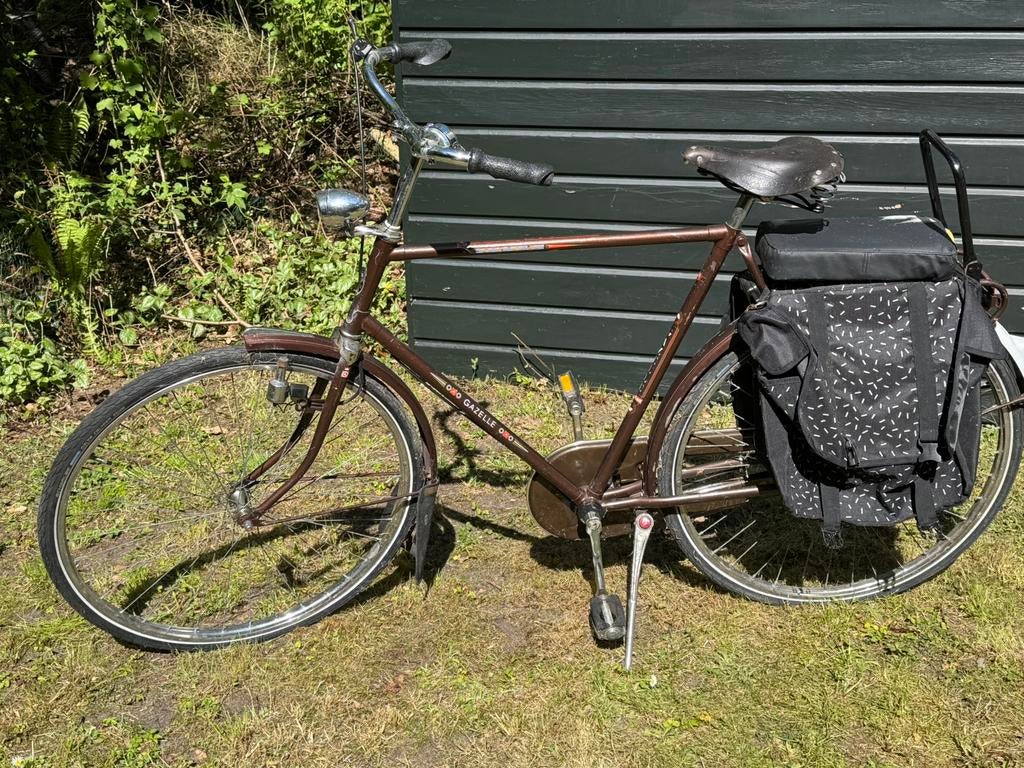 Gazelle herenfiets met fietstassen en zitje achterop, Ophalen, Terugtraprem, Gebruikt, Versnellingen