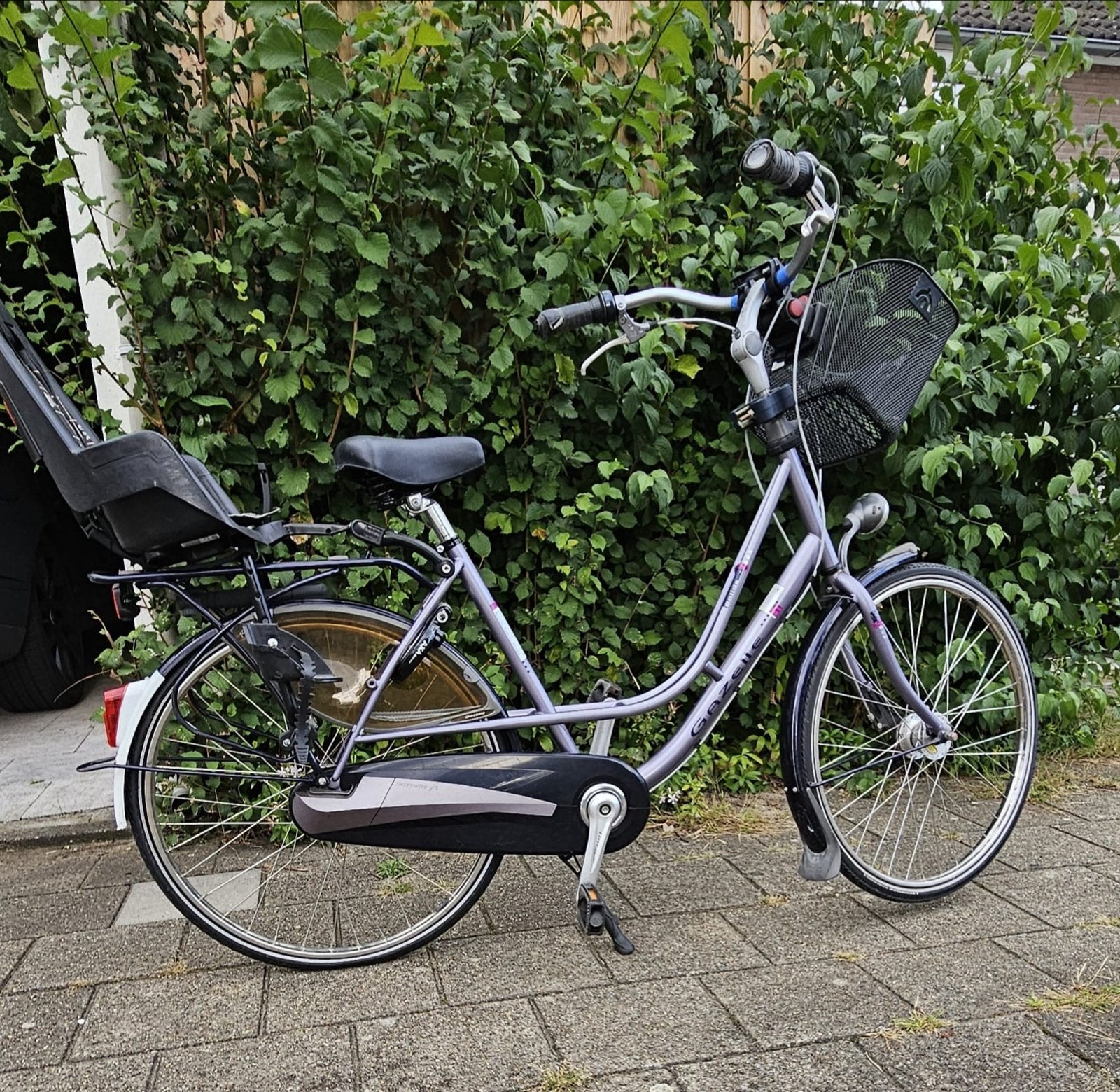 Gazelle Classic Damesfiets met Kinderzitje en Mand, Fietsen en Brommers, Fietsen | Dames | Damesfietsen, Ophalen, Terugtraprem