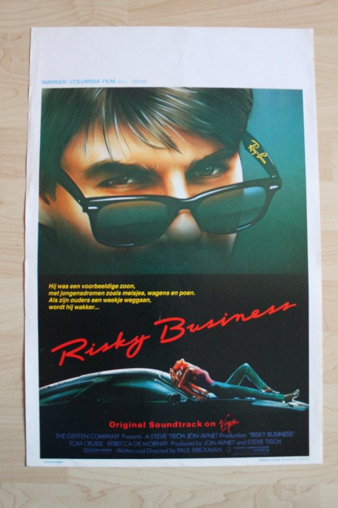 filmaffiche Tom Cruise Risky Business 1983 filmposter, Verzamelen, Rechthoekig Staand, Ophalen of Verzenden, Zo goed als nieuw
