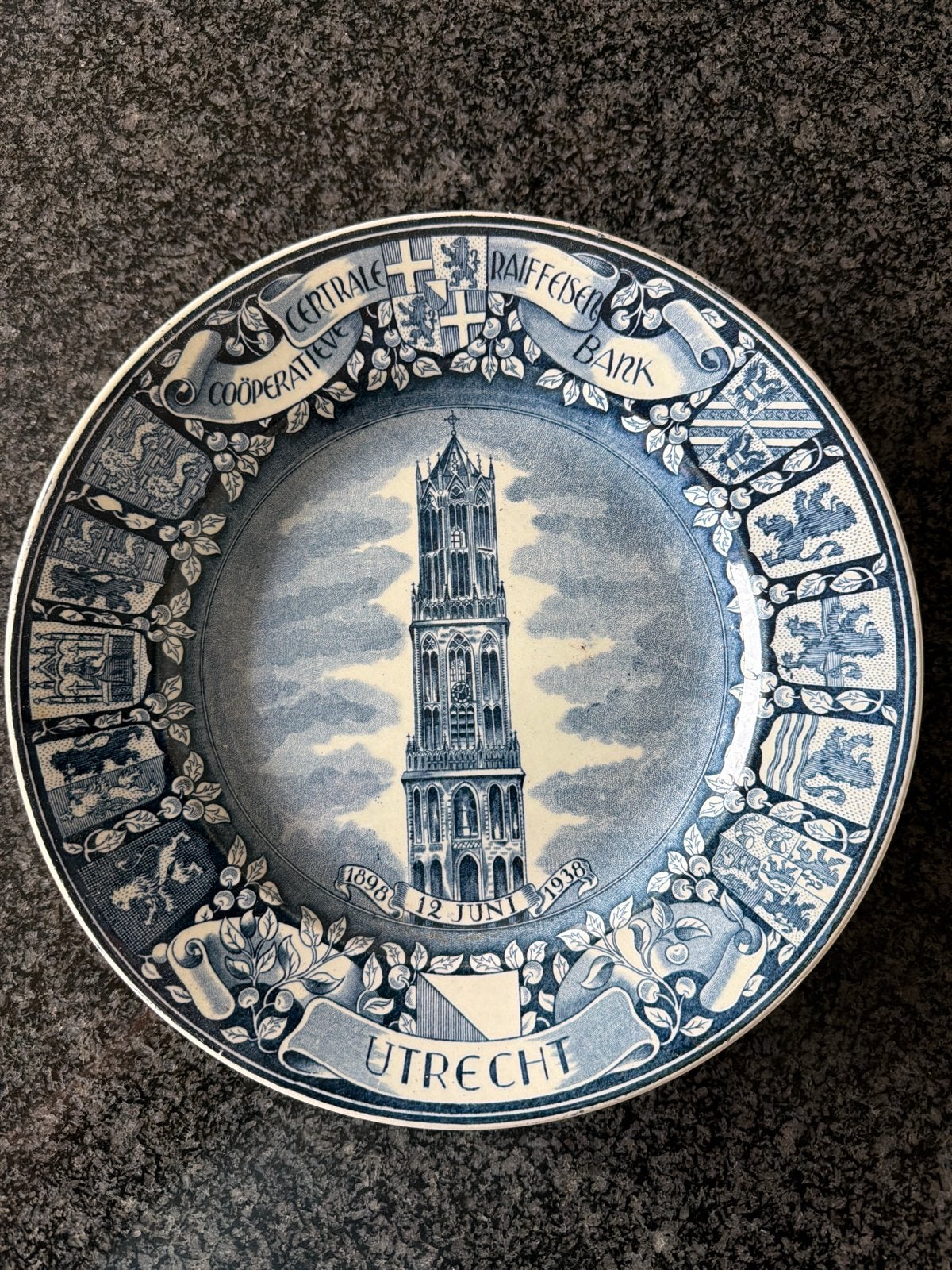 Gedenkbord Centrale Raiffeisenbank Utrecht 1938, Antiek en Kunst, Ophalen of Verzenden