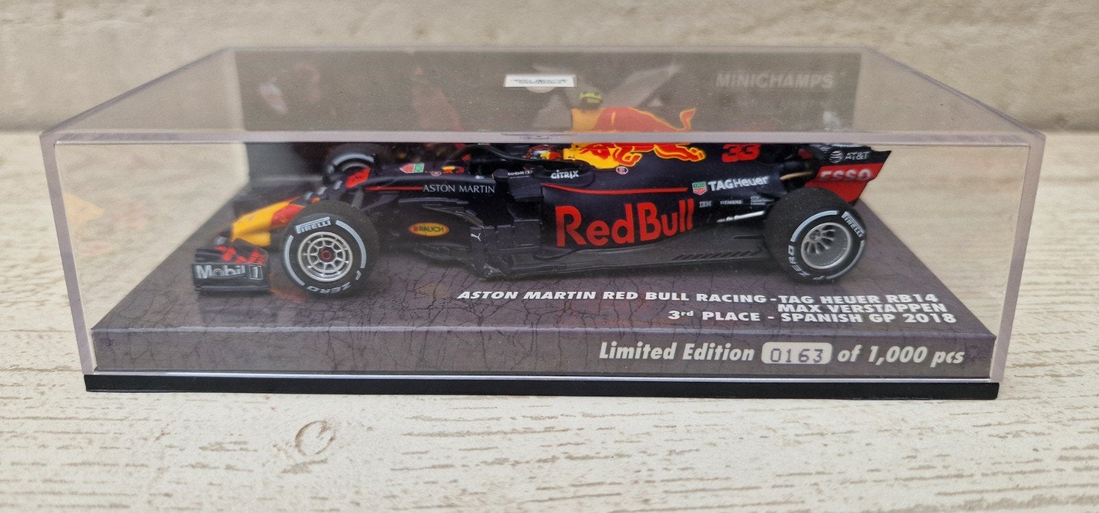 Max Verstappen SPANISH GP 2018 RB14 3e plek Minichamps model, Ophalen of Verzenden, Gebruikt