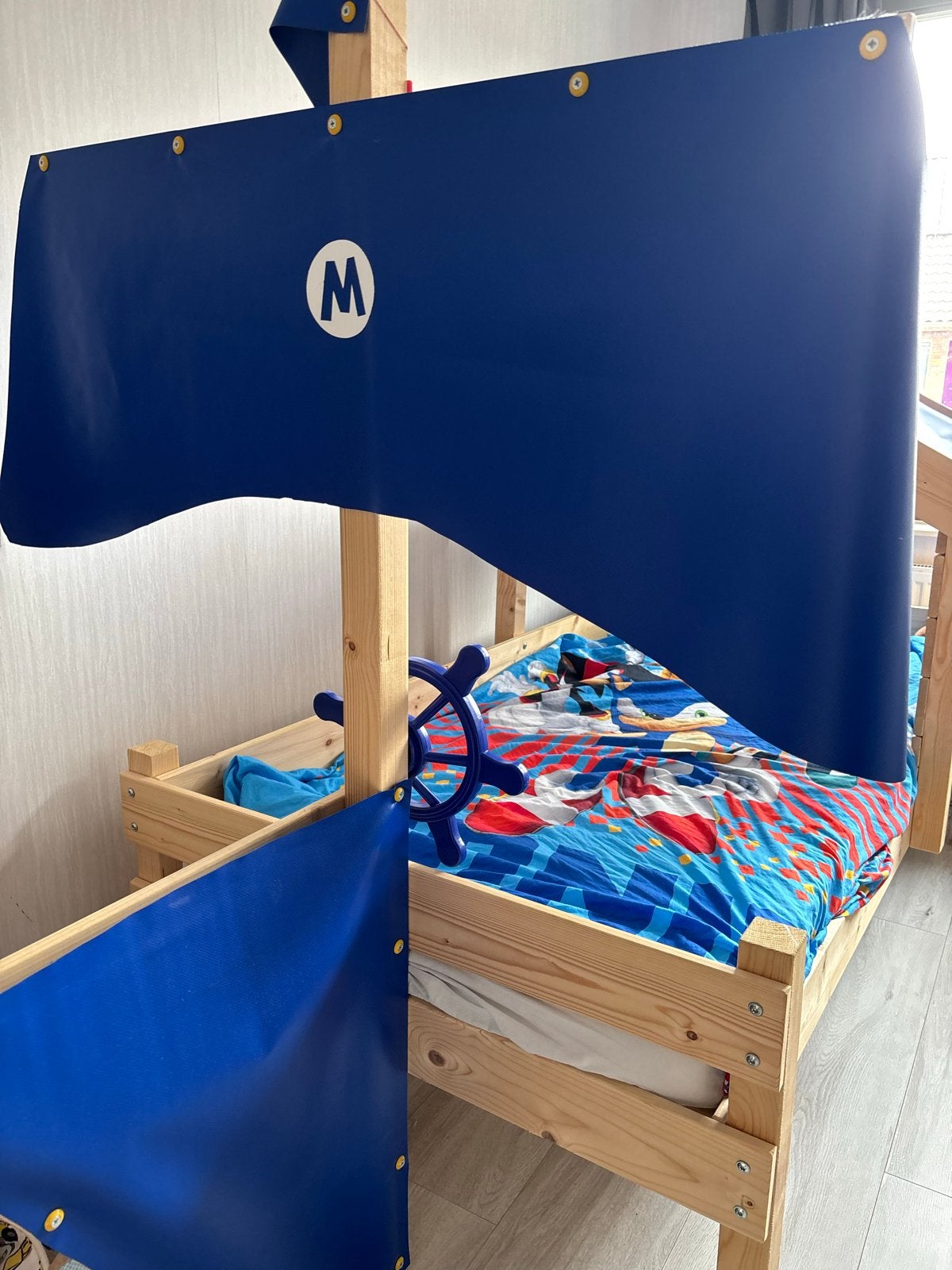 Wicky kinderbed 90x200cm - Bootbed met stuur, Ophalen of Verzenden, Gebruikt, 180 cm of meer, 85 tot 100 cm