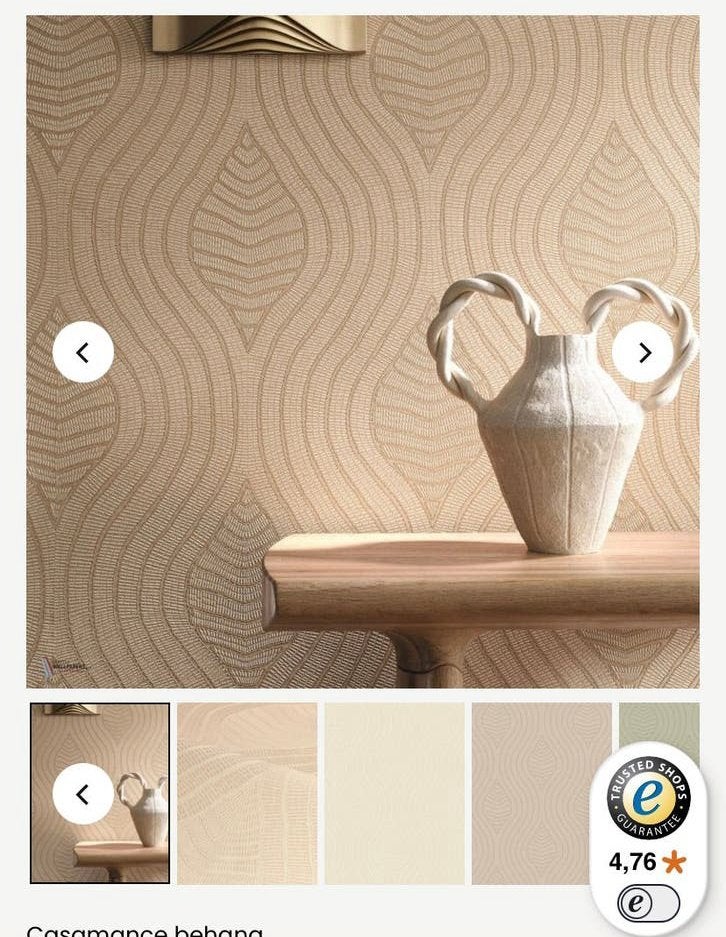 2 rollen Casamance Brodelia Behang, Overige merken, Beige, Structuur, Ophalen of Verzenden