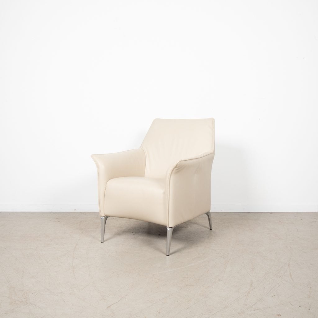 Leolux Mayuro Fauteuil Wit Leer, Huis en Inrichting, Fauteuils, Niet ingevuld, Zo goed als nieuw, Niet ingevuld, Niet ingevuld