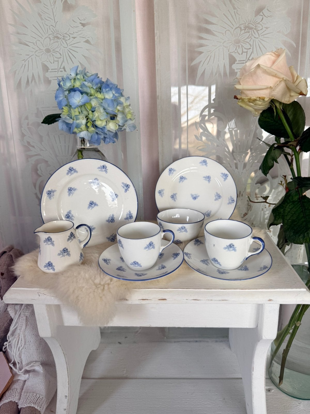 Late Foley Shelley 2pers koffie thee taart servies, Ophalen