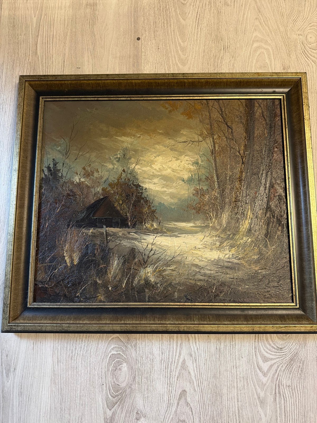 Schilderij: Winters Landschap met Boerderij, Antiek en Kunst, Kunst | Schilderijen | Klassiek, Doek, Realistisch, Ophalen of Verzenden
