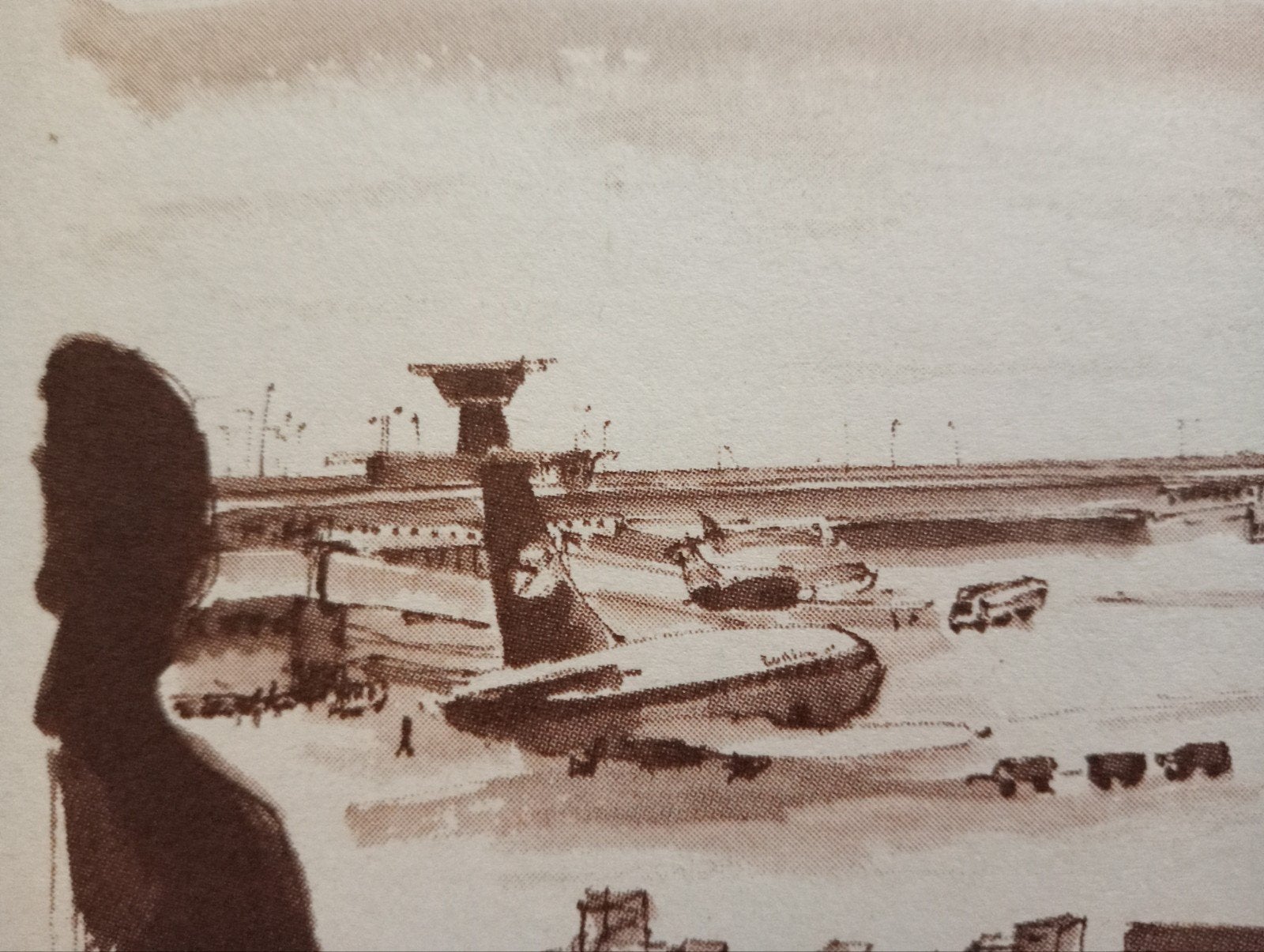Schiphol Haarlemmermeer offset prent, Verzamelen, Ophalen of Verzenden, Voor 1940, Gebruikt, Overige onderwerpen