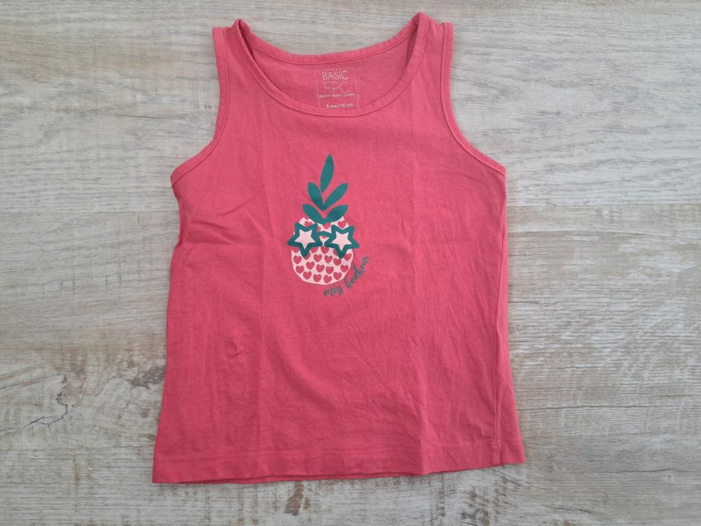 Zomerhemdje donkerroze met ananasprint maat 110, Kinderen en Baby's, Kinderkleding | Maat 110, Meisje, Ophalen of Verzenden, Zo goed als nieuw