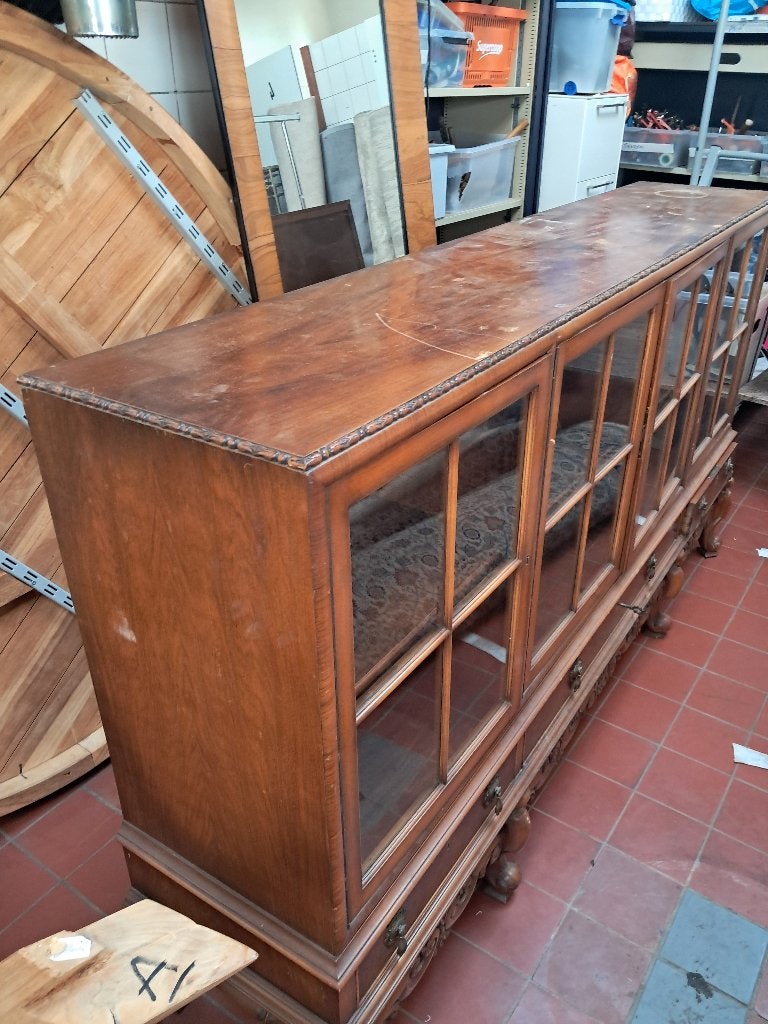 Klassieke vitrinekast dressoir hout met glasdeuren  CS27261, Huis en Inrichting, Ophalen, Klassiek, 150 tot 200 cm, Overige houtsoorten