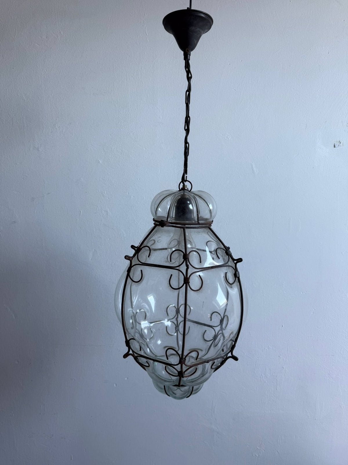 Hanglamp hal-lamp venetiaans glas met metaal, Ophalen, Zo goed als nieuw, Glas