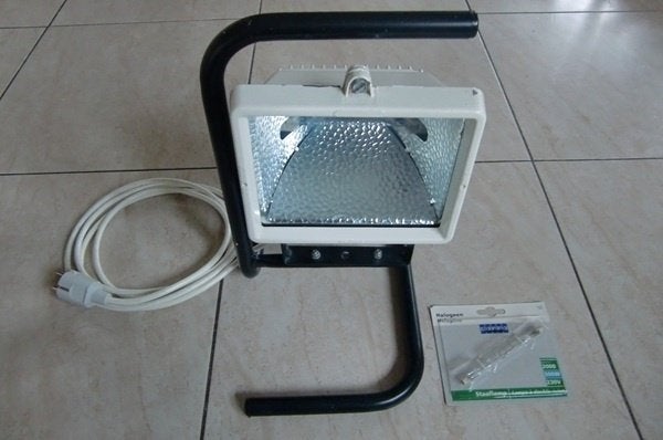 Halogeen 300Watt met statief en reserve lamp, Gebruikt, Met statief, Ophalen of Verzenden, Lamp met armatuur